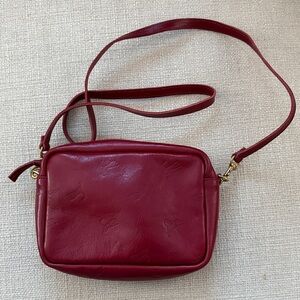 Clare V Midi Sac oxblood leather with tigers imprinted crossbody bag RARE